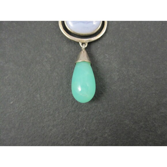 Sterling Lapis Lazuli Banded Agate Aventurine Opal Pendant - Picture 16 of 16